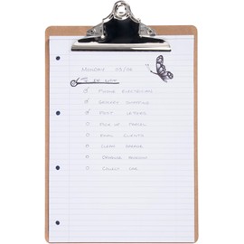 Officely A4 Masonite Hardboard Clipboard, Strong Clip