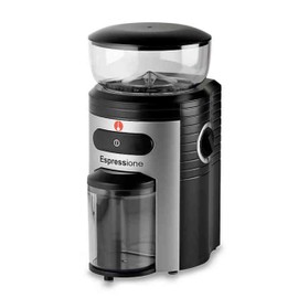 Espressione Professional Conical Burr Coffee Grinder, Black/Silver, 8.5-Oz.