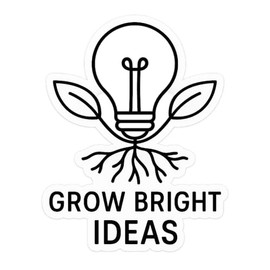 Light Bulb with Roots and Leaves Minimal Line Art Sticker (2.5" x 3")