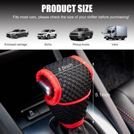 Yourkar Car Gear Shift Knob Cover, Breathable Automotive Shift Knob Gear Handle Stick Protector Cover, Anti-Slip Anti-Scratch Auto Stick Shift Cover, Universal Car Accessories (Black+Red, Regular)