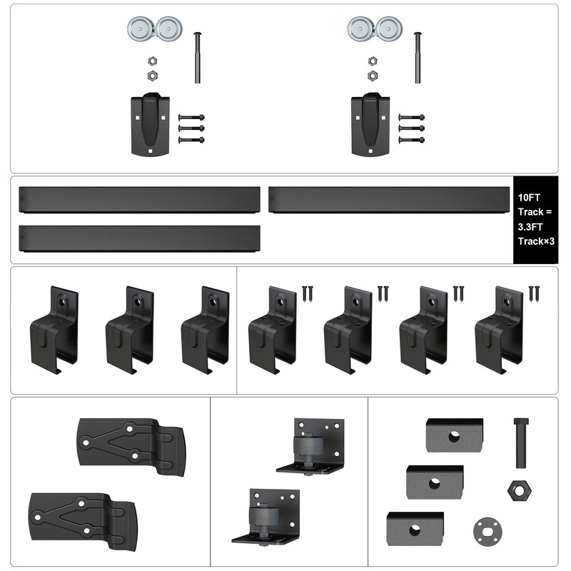10FT Heavy Duty Box Rail Exterior Sliding Barn Door Hardware