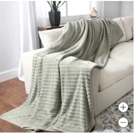 Life Comfort, 66" x 96" Oversized Plush Textured Throw (Choose Color) - Green