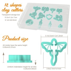 ORIGACH 12 Pcs Dragon Clay Cutters, Dragon Shape Polymer Clay Cutter for Earring Making Legend Animal Themed Clay Cutters for Jewelry Making
