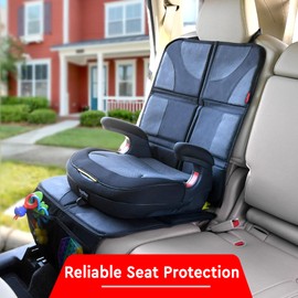 Helteko Helteko XL Car Seat Protector - 2 Pack Car Seat Cover for Child Carseat with Thickest Padding, Waterproof & Durable Polyester Fabric, Non-Slip Back, 2 Mesh Storage Pockets, Black