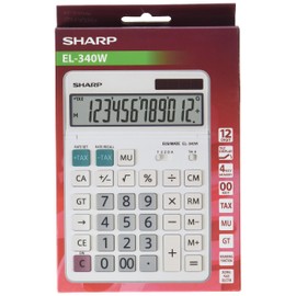 Sharp EL-340W Tischrechner mit beweglichem Display, Solar-/Batteriebetrieben, Weiß