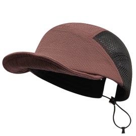 Croogo Breathable Short Brim Cap Lightweight 5 Panel Baseball Caps Summer Mesh Trucker Cap Quick-Drying Sun Hats,Brown-DY13