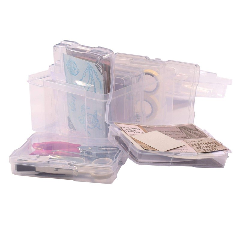 Vaessen Creative Storage Lid and 6 Small Transparent Tins Plastic