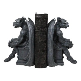 Ebros Gift Gothic Warden of The Night Gargoyle Sentries On Pedestals Bookends Figurine Set