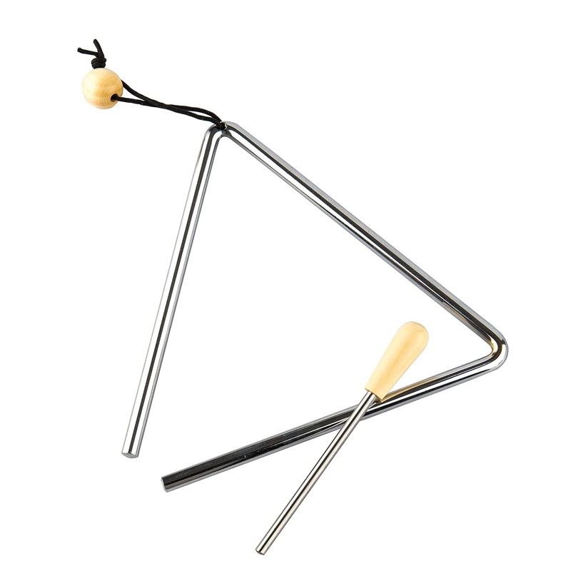 Triangle Hand Percussion with Striker,Rhythm Steel Triangles Music Instrument (7