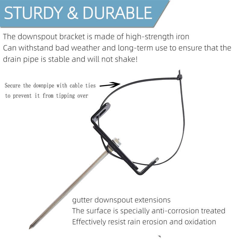 2pcs Premium Adjustable Gutter Downspout Extensions U Bracket, Heavy-Duty Galvanized