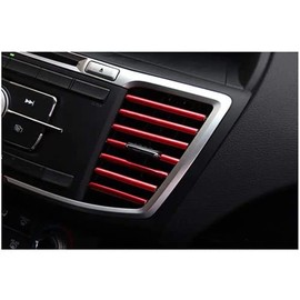 LEIWOOR 10 Pcs Interior Moulding Trim Air Conditioning Outlet Colorful Film Interior Exterior Decoration Seal Strip Line (Red)