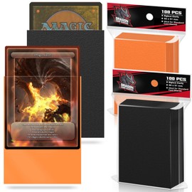 200 PS Trading Card Sleeves, Soft Baseball Plastic Card Sleeves for Standard Card,2 Colors Matte Card Sleeves Fit for Football,MTG, Sports，Yugioh Sleeves(Orange-Black)