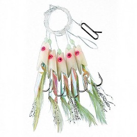 FLADEN Fishing - Single Packs of Classic Ready to Use Tied Boat Sea and Shore Feather Lure Rig (Lumi Max Hokki 5 Hook size 2) [17-1281-2]
