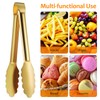 Luxshiny 4pcs Golden Stainless Steel Serving Tongs for Cooking, BBQ,