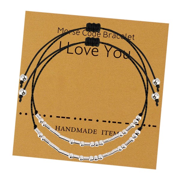 kasnow 2 Pcs I Love You Morse Code Bracelets Handmade