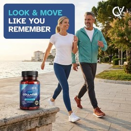 Multi Collagen Supplement for Women & Men - Hydrolyzed Bovine & Marine Collagen Type I, II, III, V, X with Vitamin C, Hyaluronic Acid, Biotin - Made in EU - 120 Capsules