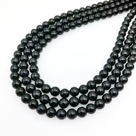 Basigeese Natural Gemstone Beads for Jewelry Making, Polished Round Smooth Stone Beads, Genuine Real Stone Beads for Bracelet Necklace 1 Strand 15"(6mm, Obsidian)