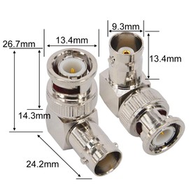 leeyovk BNC Connector BNC Male to BNC Female Right Angle BNC Video Coax Cable Adapter