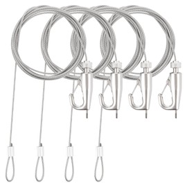 Picture Rail, Diameter 0.6 inch (1.5 mm) x 6.6 ft (2 m), Wire Hooks, 4 Pieces, Hanging Brackets, Includes Free Brackets, For Picture Frames, Wall Hangings, Exhibitions, Gypsum Boards, Drop Prevention