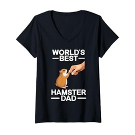 Womens Funny Hamster Design For Men Dad Father Dwarf Hamster Lover V-Neck T-Shirt