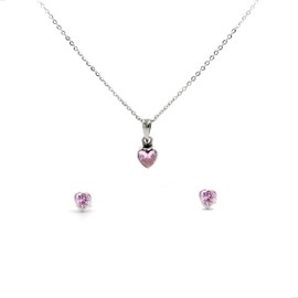 Agálea | Set de Collar con Dije y Aretes de Plata de ley .925 y Circonia para mujer (ROSA)