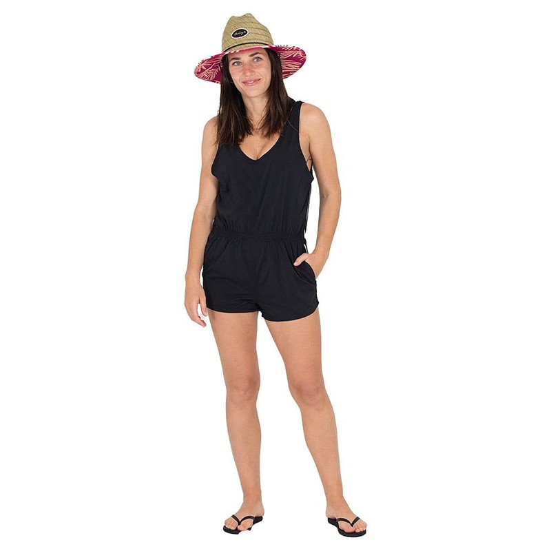 Hurley Women's W Coastal Tank Romper Casual Dress, Black, M