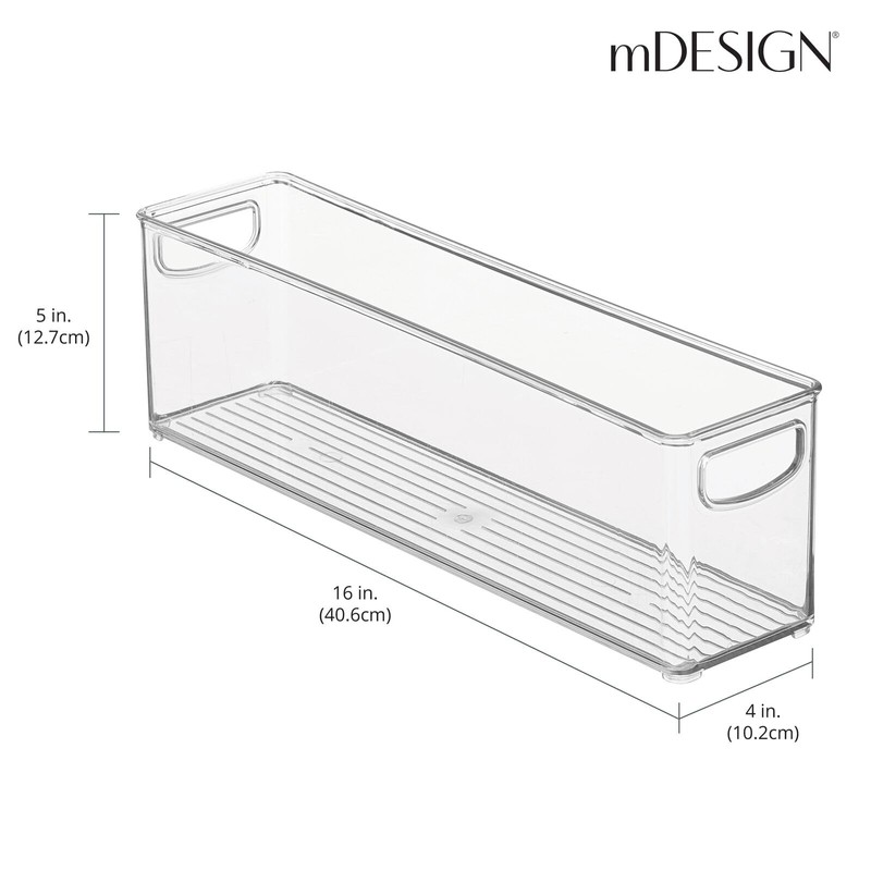 mDesign Plastic Long Stackable Storage Organizer Container, Organization Bin w/Handles