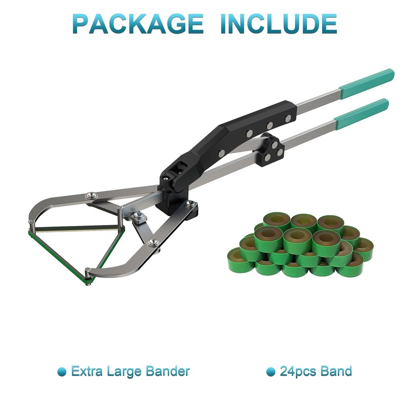 Stainless Steel Large Bander and 24pcs Bands, Cattle Banding Tools,