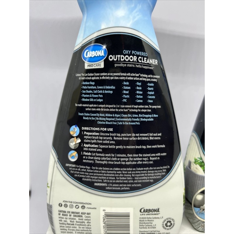Carbona Lot of 2 Carbona Pro Oxy Outdoor Cleaner 2-1