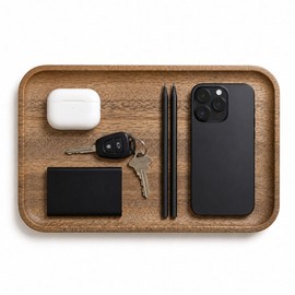 Walnut Wood Valet Tray, Key Tray Organizer, 11.8 x 7.8 in
