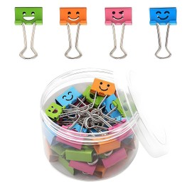 Alriedy Pack of 40 Paper Clips, Foldback Clips, 19 mm, Colourful Metal Clips, Binder Clips, Small and Reusable, for Documents, Files and Notes, Practical Foldback Clips, Metal