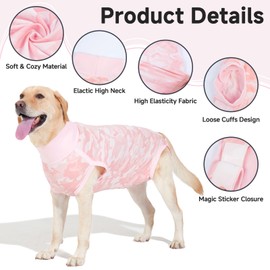 Lelepet Dog Surgery Recovery Suit, Post Surgical Body Suit for Female Male Dogs, Medical Pet Shirt, Post Op Pet Recovery Elastic Vest After Surgery, Prevent Licking Onesie, Pink L