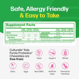Culturelle Kids Chewable Daily Probiotic for Kids, Ages 3+, 30 Count, #1 Pediatrician-Recommended Brand, Natural Berry Flavored Daily Probiotics for Digestive Health, Oral Care & Immune Support