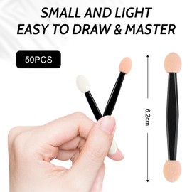 OPVYAEU 50 Pieces Double Sided Disposable Eyeshadow Applicator Eyeshadow Sponge Brush Makeup Tools Double Sided Eyeshadow Brush for Women and Girls for Applying Eyeshadow