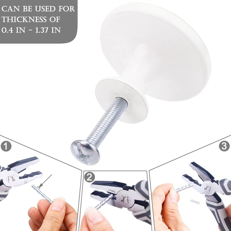 HUGOLEM 2 Pack Varhish White zinc Alloy Cabinet knobs