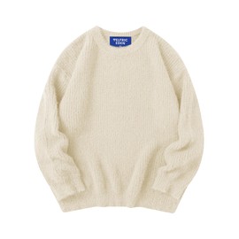 Aelfric Eden Oversized Sweaters Mohair Furry Sweater Crewneck Knit Casual Soft Pullover 2025 Trendy Outfits Apricot