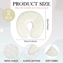 Mixweer 2 Pcs Massage Face Cradle Cover Fleece Massage Table Headrest Cover 14.6'' x 13'' Beauty Bed Headrest Pillow Pad, Exclude Pillow Insert(White)