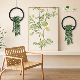 Der Rose 2 Pack Fake Plants Hanging Artificial Succulents Plants in Black Pots for Living Room Bathroom Accessories Boho Farmhouse Wall Decor