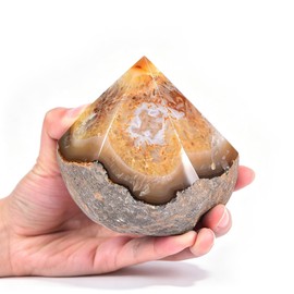 Natural Agate Geode Point Tower Faceted Crystal Stone Tip Rough Rock Base