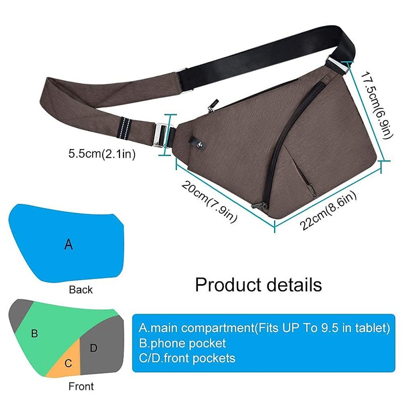 OSOCE Anti-Theft Waterproof Shoulder Backpack Sling Chest Crossbody Bag Cover