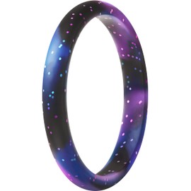 ThunderFit Stackable Silicone Wedding Rings for Women, Thin Rubber Engagement Bands 2.5mm Wide 1.8mm Thick - 1/2/3/4/5/7 Variety Multipack