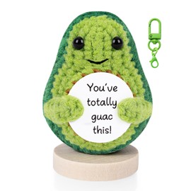Kvadouly Positive Avocado Amigurumi Plush – Handmade Inspirational Emotional Support Doll for Kids Adults – Stress Relief Encouragement Decoration for Family Friends