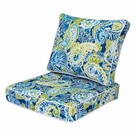 JMKaixin Outdoor Seat/Back Deep Chair Cushion Set for Patio Furniture - Lounge Chair Cushions with Zipper - Water-Resistant Patio Chair Cushions 24x24