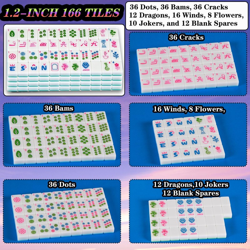 YINIUREN Mahjong Tile Set Green American Mahjong Tile Set