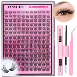 DIY Lash Extension Kit Natural Look Wispy Lash Clusters D 154 pcs Lashes Clusters 8-16 mm Eyelash Extension Kit Lash Bond and Seal Lash Tweezers Individual Lashes Lash Cluster Kit For Beginners
