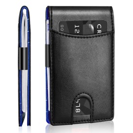 Define Essentials Carbon Fiber Minimalist Slim Bifold Wallet for Men - RFID Blocking, Money Clip, Genuine Leather - Stylish, Secure, and Functional (Classic Black)