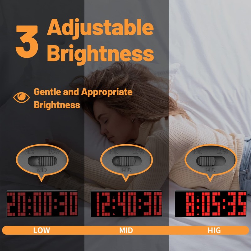 CHKOSDA Digital Alarm Clock, Led Clock with 2" Digital, 7