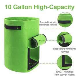 Homyhoo Homyhoo 4 Pack Potato Growing Bag with Flap 10 Gallon Planter Pots with Handles and Harvest Window for Potato Tomato and Vegetables, Black Green Orange and Beige