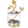 Godinger Leaf Jam/Honey Jar with Spoon, Silver/Brass