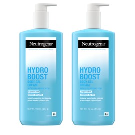 Neutrogena Hydro Boost Body Gel Cream Moisturizer with Hyaluronic Acid, Hydrating Lotion For Sensitive Skin, Fragrance Free, Twin Pack, 2 x 16 oz